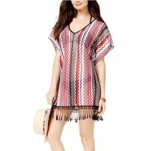 Miken Swim Chevron Crochet Hem Swim Cover Up NEW Women's Large